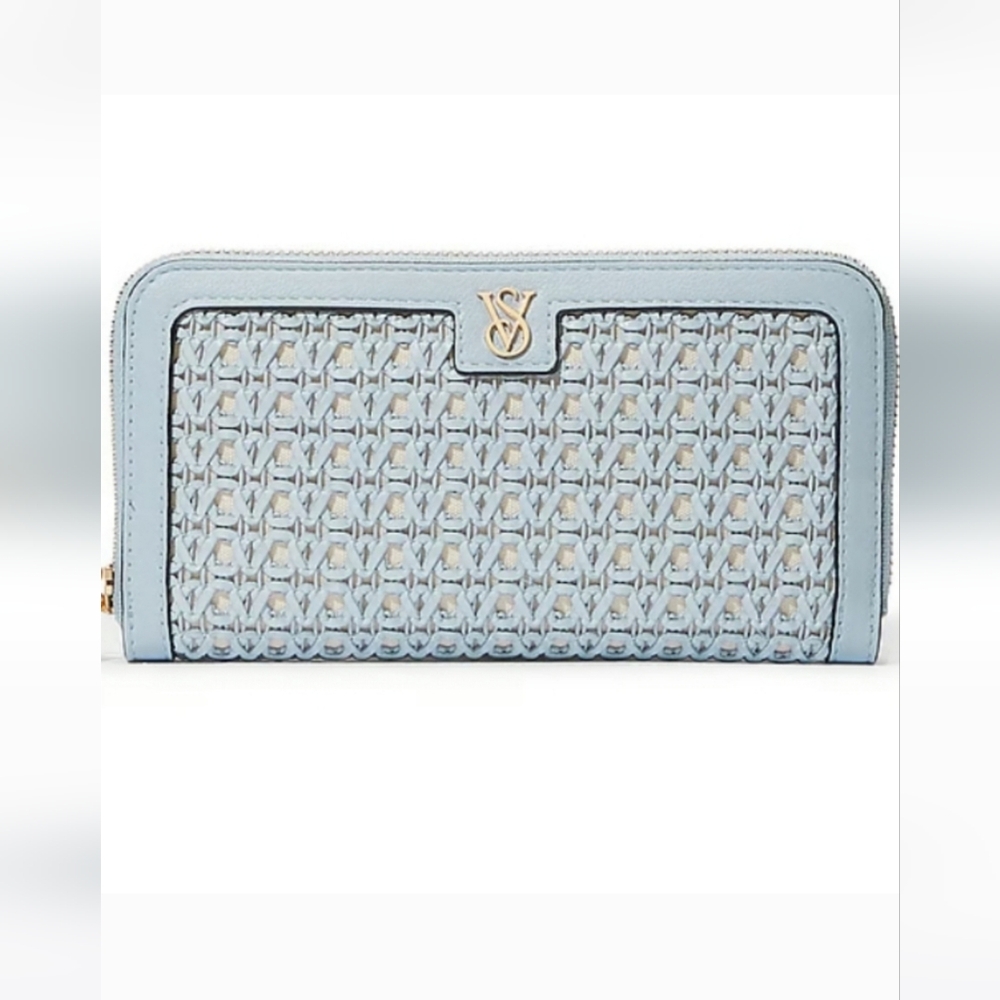 NWT! STUNNING VICTORIA'S SECRET BLUSH ORCHID BLUE LARGE ZIPPER WALLET